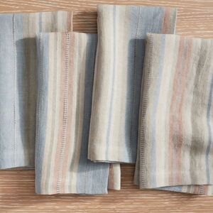 Pottery Barn Lonnie Stripe Napkins in Blue and Cream
